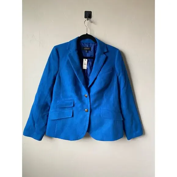 NWT Talbots Blue Wool Blend 2 Crested Button Lined Career Blazer Jacket Sz 12